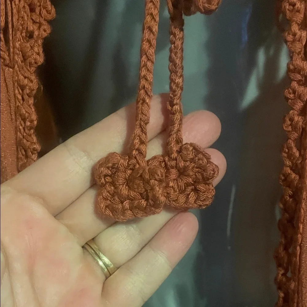 Rust Fringe Open-Front Cardigan - Picture 2 of 7